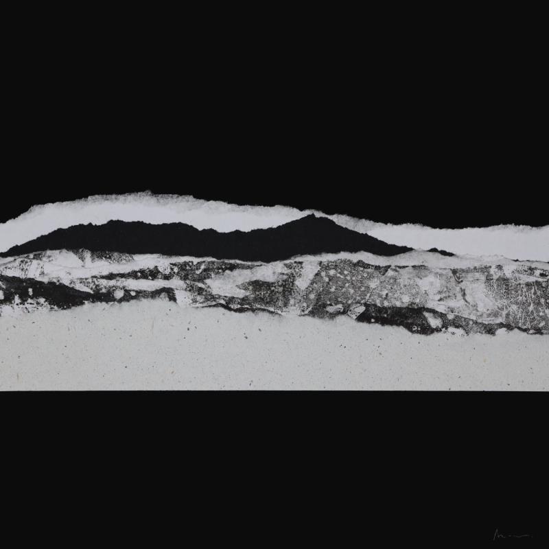 Painting #8 from the series The Land Seems Inhabited to Them  by Sousa de Sousa Bárbara | Painting Abstract Landscapes Minimalist Black & White Gluing