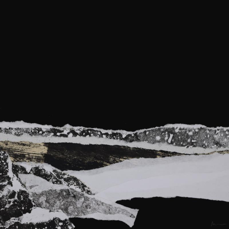 Peinture #10 from the series The Land Seems Inhabited to Them  par Sousa de Sousa Bárbara | Tableau Abstrait Paysages Minimaliste Noir & blanc Collage