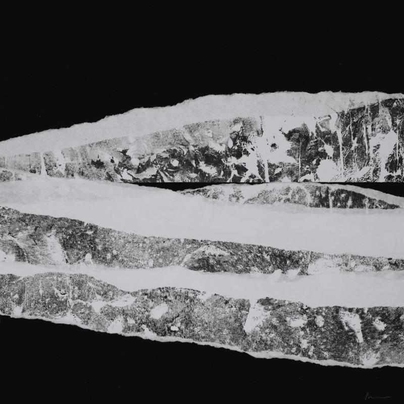 Painting #11 from the series The Land Seems Inhabited to Them  by Sousa de Sousa Bárbara | Painting Abstract Landscapes Minimalist Black & White Gluing