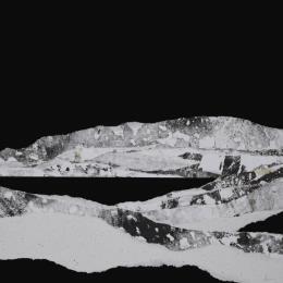 Peinture #14 from the series The Land Seems Inhabited to Them  par Sousa de Sousa Bárbara | Tableau Abstrait Collage minimaliste, noir & blanc, Paysages