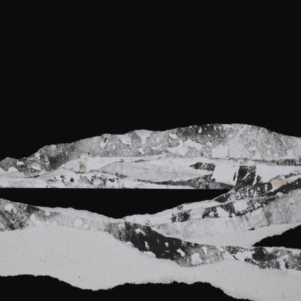 Peinture #14 from the series The Land Seems Inhabited to Them  par Sousa de Sousa Bárbara | Tableau Abstrait Collage minimaliste, noir & blanc, Paysages