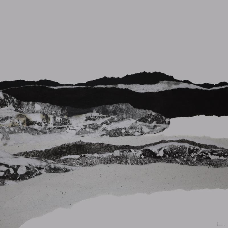 Painting #31 from the series The Land Seems Inhabited to Them by Sousa de Sousa Bárbara | Painting Abstract Landscapes Minimalist Black & White Gluing