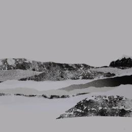 Peinture #33 from the series The Land Seems Inhabited to Them par Sousa de Sousa Bárbara | Tableau Abstrait Collage Minimaliste, Noir & blanc, Paysages