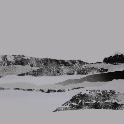 Peinture #33 from the series The Land Seems Inhabited to Them par Sousa de Sousa Bárbara | Tableau Abstrait Collage minimaliste, noir & blanc, Paysages