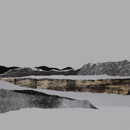 Peinture #34 from the series The Land Seems Inhabited to Them par Sousa de Sousa Bárbara | Tableau Abstrait Collage minimaliste, noir & blanc, Paysages