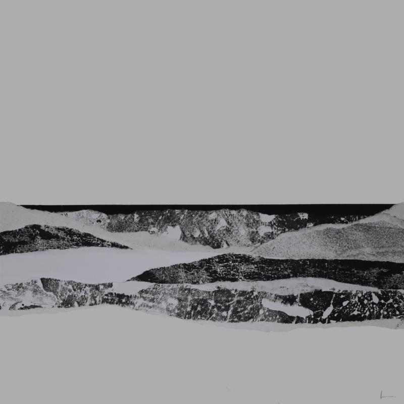 Peinture #35 from the series The Land Seems Inhabited to Them par Sousa de Sousa Bárbara | Tableau Abstrait Paysages Minimaliste Noir & blanc Collage