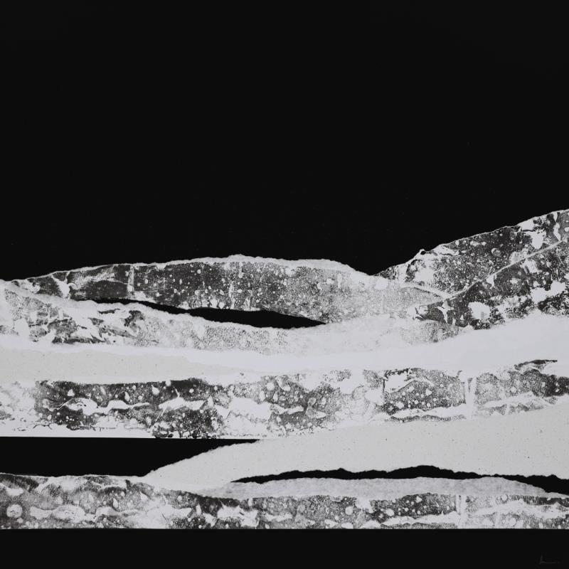 Painting #18 from the series The Land Seems Inhabited to Them  by Sousa de Sousa Bárbara | Painting Abstract Landscapes Minimalist Black & White Gluing