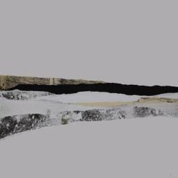 Peinture #38 from the series The Land Seems Inhabited to Them par Sousa de Sousa Bárbara | Tableau Abstrait Collage minimaliste, noir & blanc, Paysages