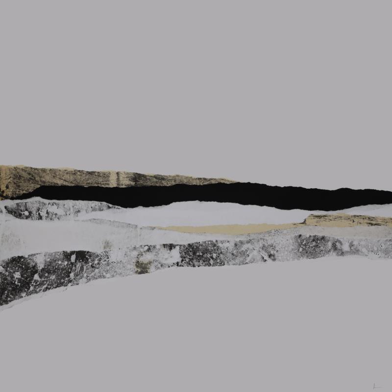 Peinture #38 from the series The Land Seems Inhabited to Them par Sousa de Sousa Bárbara | Tableau Abstrait Paysages Minimaliste Noir & blanc Collage