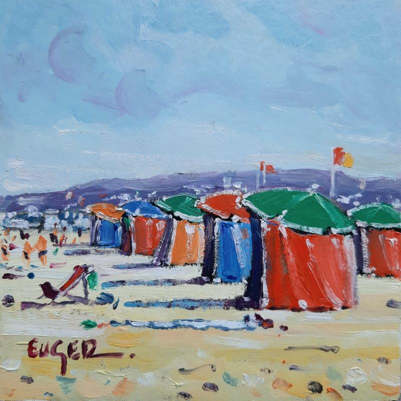 Gemälde LA PLAGE A DEAUVILLE von Euger | Gemälde Figurativ Landschaften Marine Alltagsszenen Öl