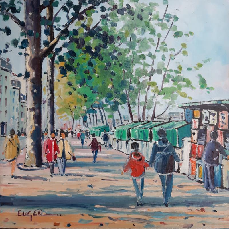 Painting LES BOUQUINISTES A PARIS by Euger | Painting Figurative Landscapes Urban Life style Oil