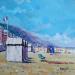 Painting LES CABINES DE PLAGE A VILLERS SUR MER by Euger | Painting Figurative Landscapes Marine Life style Oil