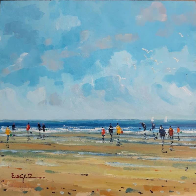 Painting CABOURG, MAREE BASSE by Euger | Painting Figurative Landscapes Marine Life style Oil
