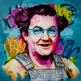 Peinture Coluche par Sufyr | Tableau Street Art Acrylique, Graffiti Icones Pop