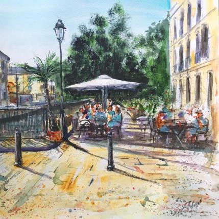 Peinture Troyes 150 Quai des comtes de champagne par Hoffmann Elisabeth | Tableau Figuratif Aquarelle Paysages, Scènes de vie, Urbain