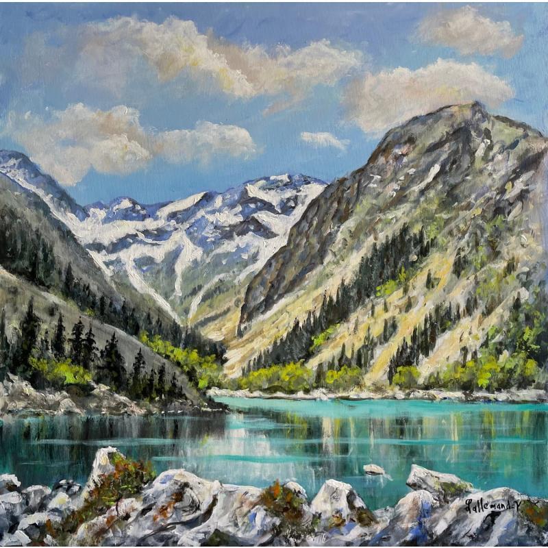 Gemälde Lac du Lauvitel von Lallemand Yves | Gemälde Figurativ Landschaften Öl Acryl
