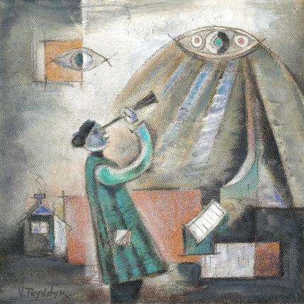 Gemälde Astronomer von Tryndyk Vasily | Gemälde Figurativ Öl Alltagsszenen, Minimalistisch, Pop-Ikonen