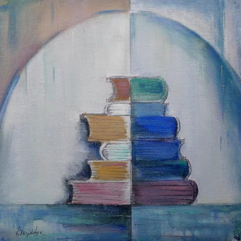 Painting Books by Tryndyk Vasily | Painting Figurative Still-life Minimalist Oil