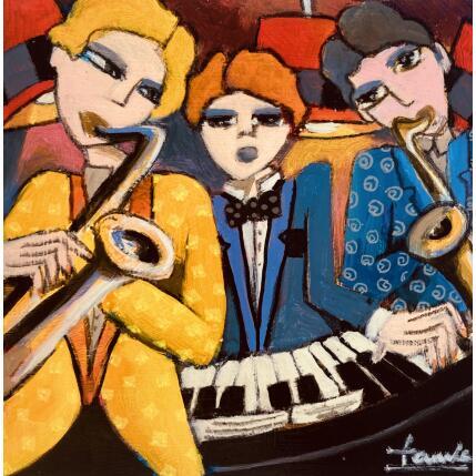 Painting Piano et saxo by Fauve | Painting Figurative Acrylic, Wood Life style, Pop icons