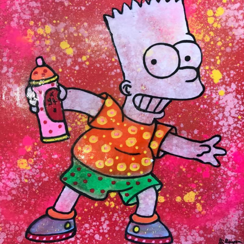 Painting Bart street art by Kikayou | Painting Pop-art Pop icons Graffiti