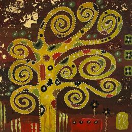 Peinture Le crépuscule par Romanelli Karine | Tableau Figuratif Collage Paysages