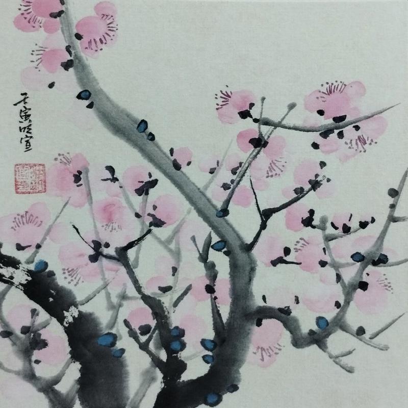 Painting Pink blossom by Du Mingxuan | Painting Figurative Nature Watercolor Ink