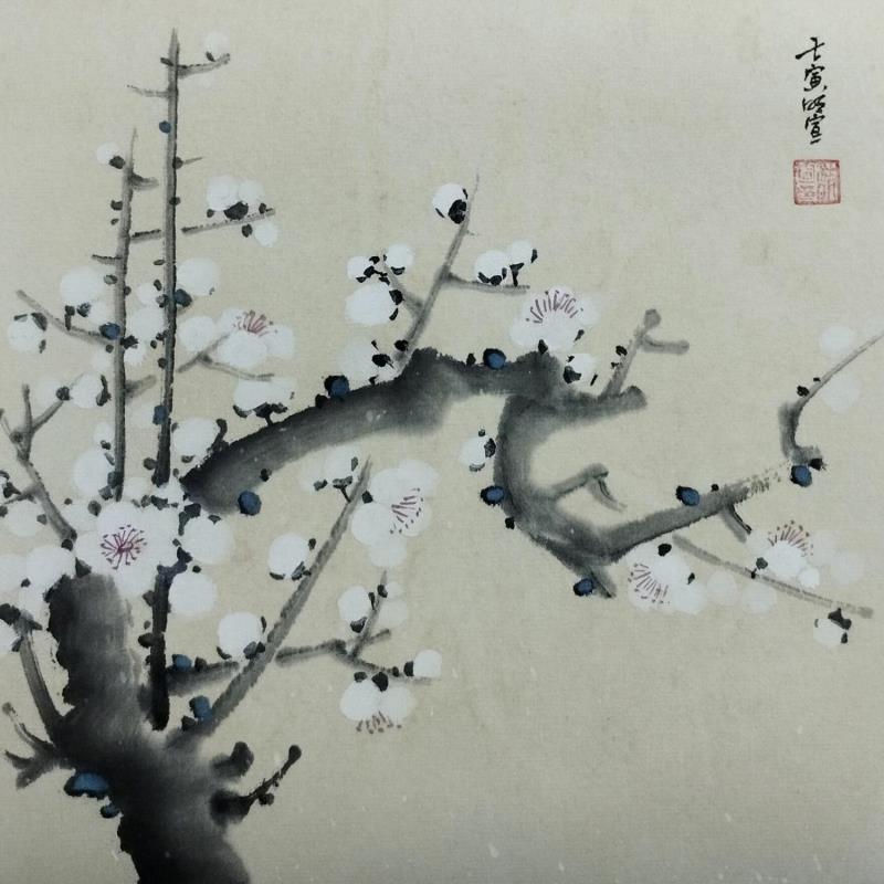 Peinture White blossom par Du Mingxuan | Tableau Figuratif Nature Aquarelle Encre
