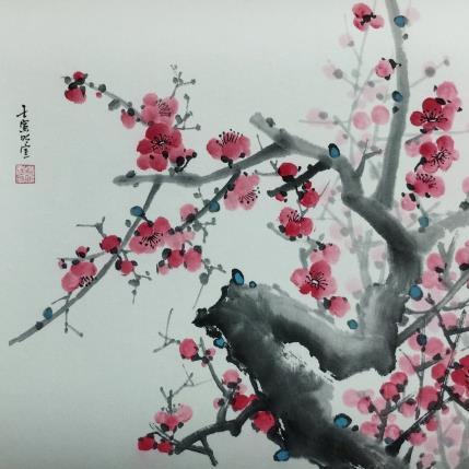 Gemälde Red blossom von Du Mingxuan | Gemälde Figurativ Aquarell, Tinte Landschaften, Natur