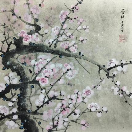 Peinture Pink blossom under snow par Du Mingxuan | Tableau Figuratif Aquarelle, Encre Nature