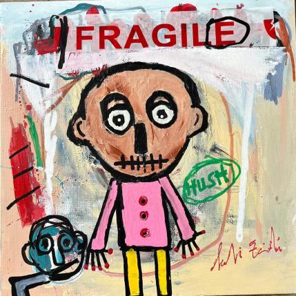 Gemälde FRAGILE von Zaïdi Larbi | Gemälde Art brut Acryl, Pastell, Posca Porträt