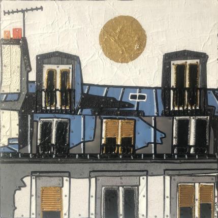 Painting Tout Près du Ciel by Lovisa | Painting Figurative Wood Urban