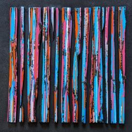 Peinture bc14 street bleu orange par Langeron Luc | Tableau Abstrait Acrylique, Bois, Résine