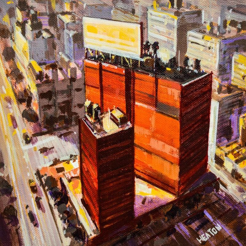 Painting Two red buildings by Heaton Rudyard | Painting Figurative Urban Oil Acrylic