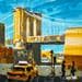 Painting Bridge and taxi by Heaton Rudyard | Painting Figurative Urban Oil Acrylic