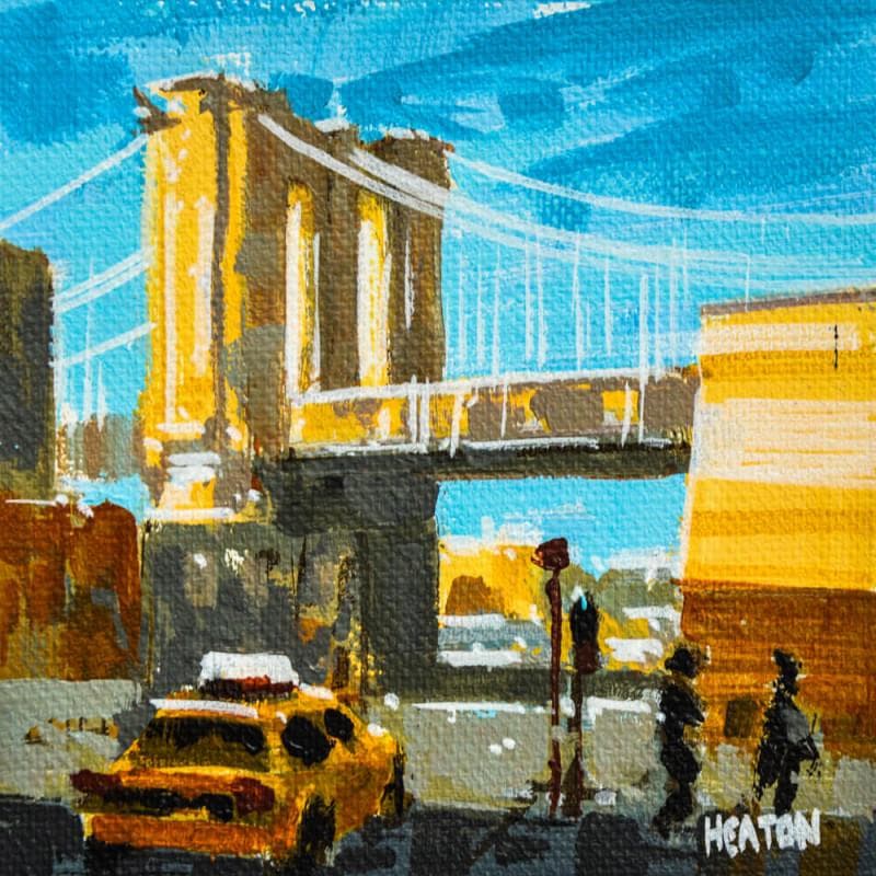 Painting Bridge and taxi by Heaton Rudyard | Painting Figurative Urban Oil Acrylic