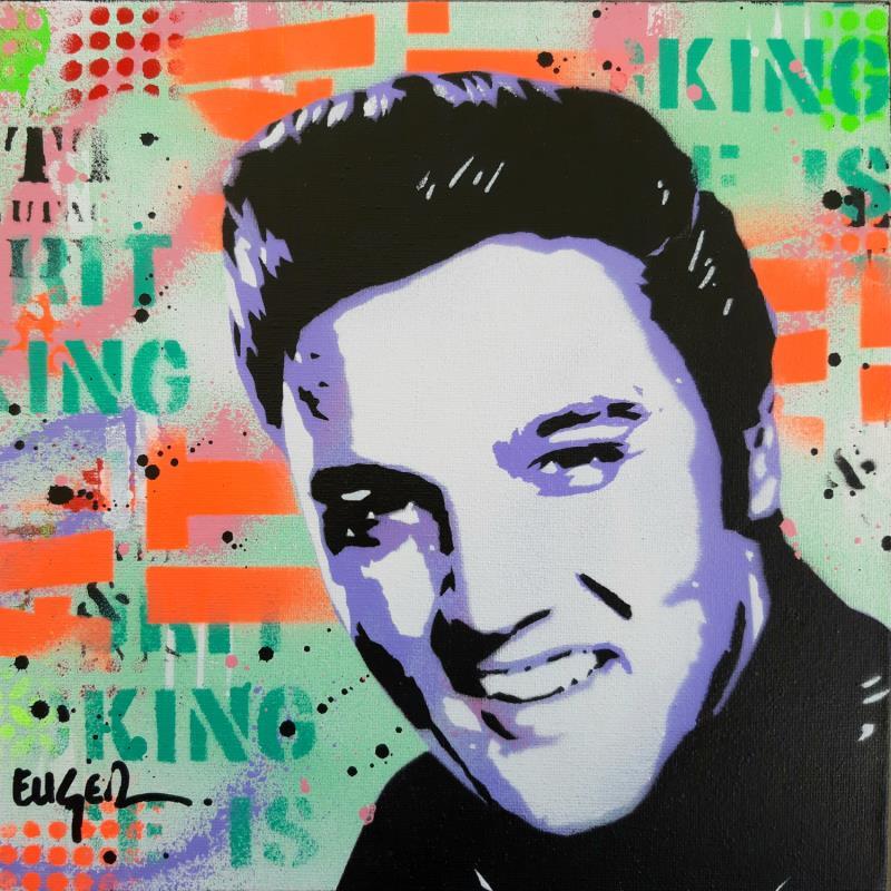Gemälde KING ELVIS von Euger Philippe | Gemälde Pop-Art Pop-Ikonen Graffiti Acryl Collage