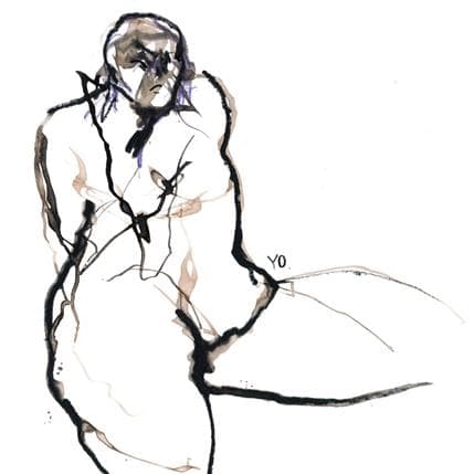 Painting Rester sur mes gardes by YO | Painting Figurative Nude