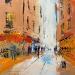 Painting Rue commerçante by Raffin Christian | Painting Figurative Urban Oil Acrylic