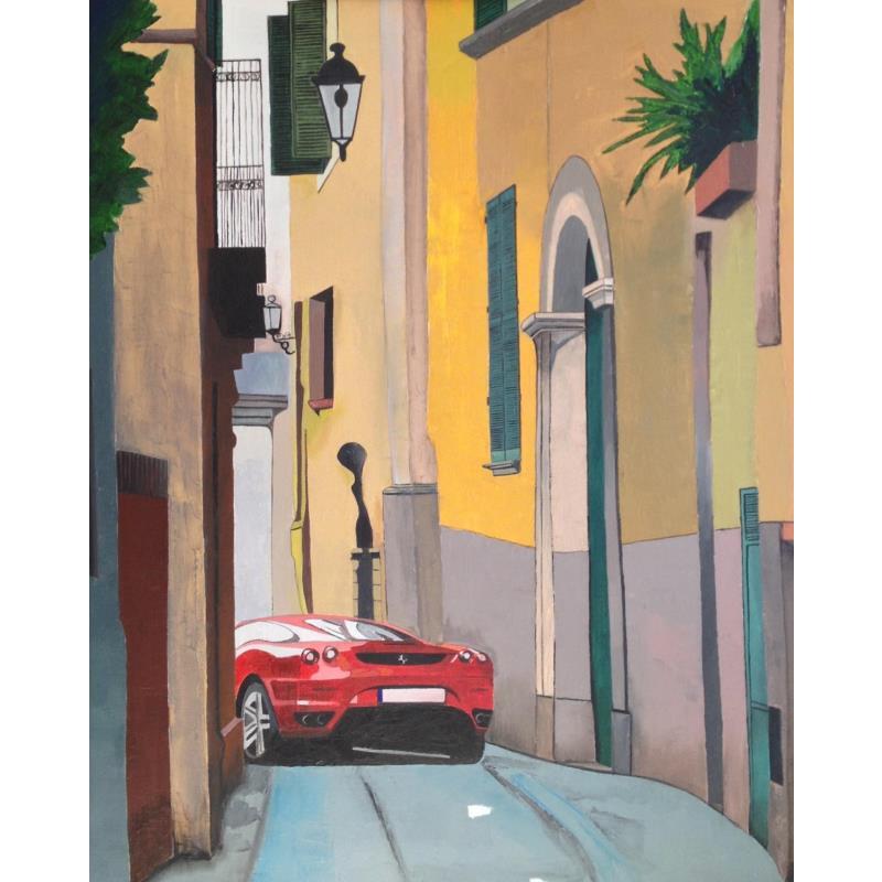 Pintura Ferrari dans ruelle Italienne por Du Planty Anne | Pintura Figurativo Aceite Urbano