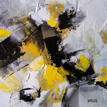 Peinture Grey, yellow, black par Virgis | Tableau Abstrait Huile Minimaliste
