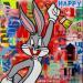 Gemälde HAPPY BUNNY von Euger Philippe | Gemälde Pop-Art Pop-Ikonen Graffiti Acryl Collage
