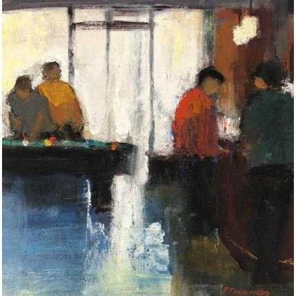 Painting Partie de billard by Fernando | Painting Figurative Oil Life style
