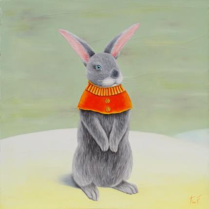 Pintura My little orange sweater por Ann R | Pintura Arte naïf Aceite, Madera Animales