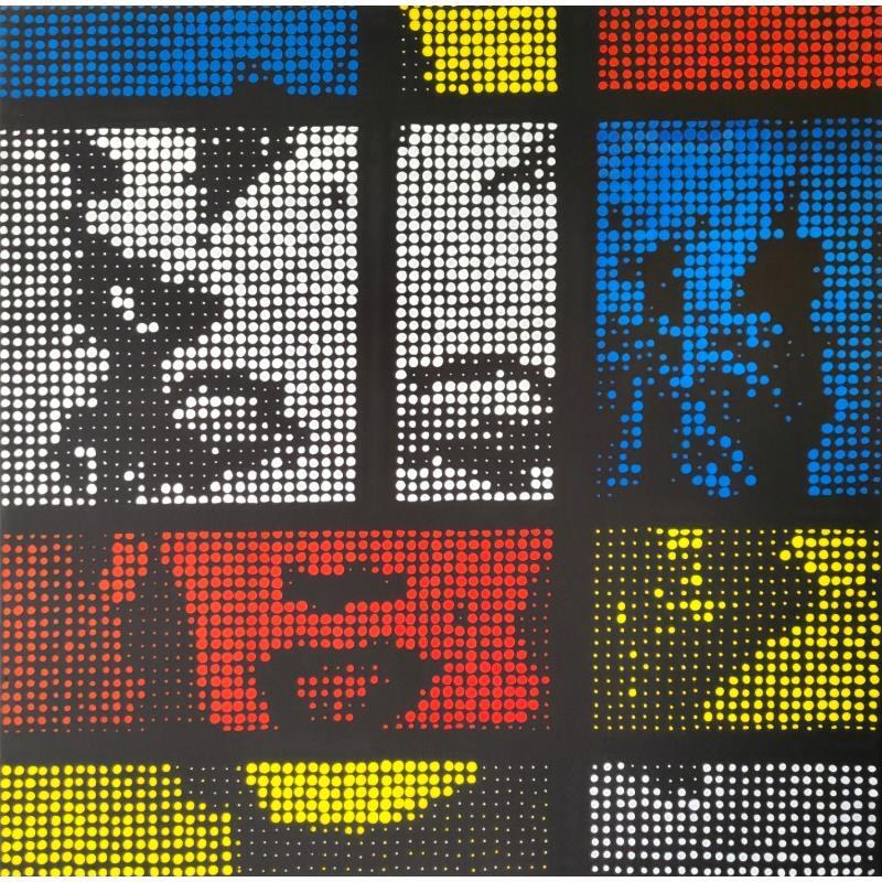 Gemälde Mondrilyn 2 von Wawapod | Gemälde Pop-Art Porträt Pop-Ikonen Acryl Posca