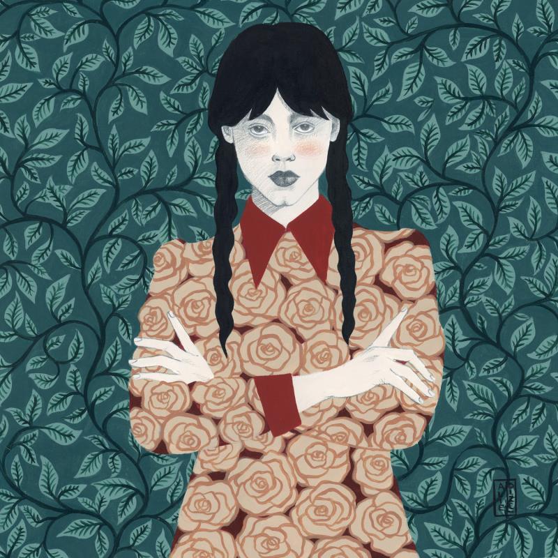 Painting Wednesday by Alie Loizel | Painting Naive art Portrait Acrylic