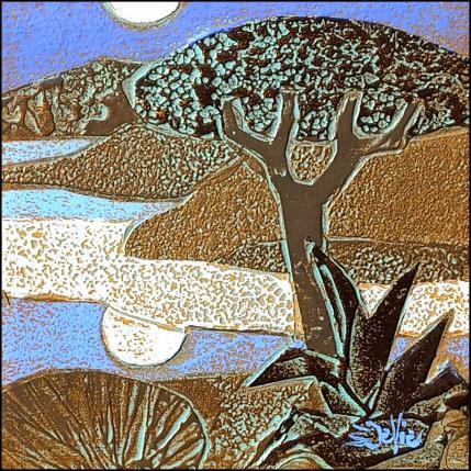 Painting  803. RIVAGE Bronze et mauve by Devie Bernard  | Painting Subject matter Acrylic, Cardboard Landscapes