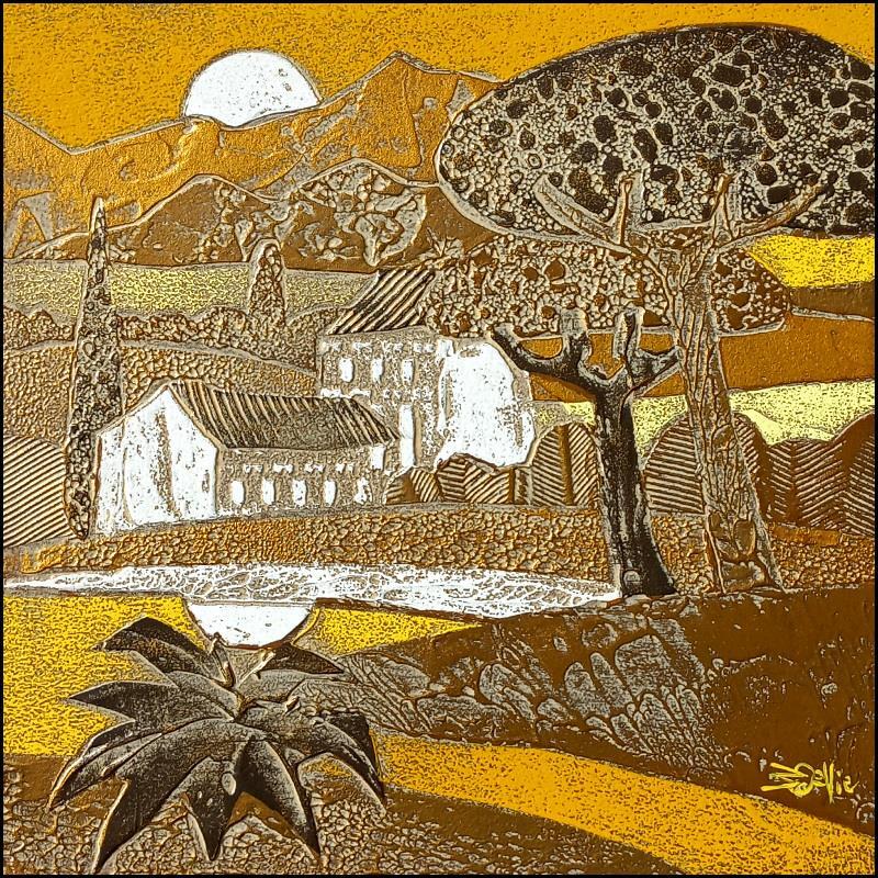 Peinture 503. CAMPAGNE Or et jaune par Devie Bernard  | Tableau Figuratif Matiérisme Paysages Acrylique