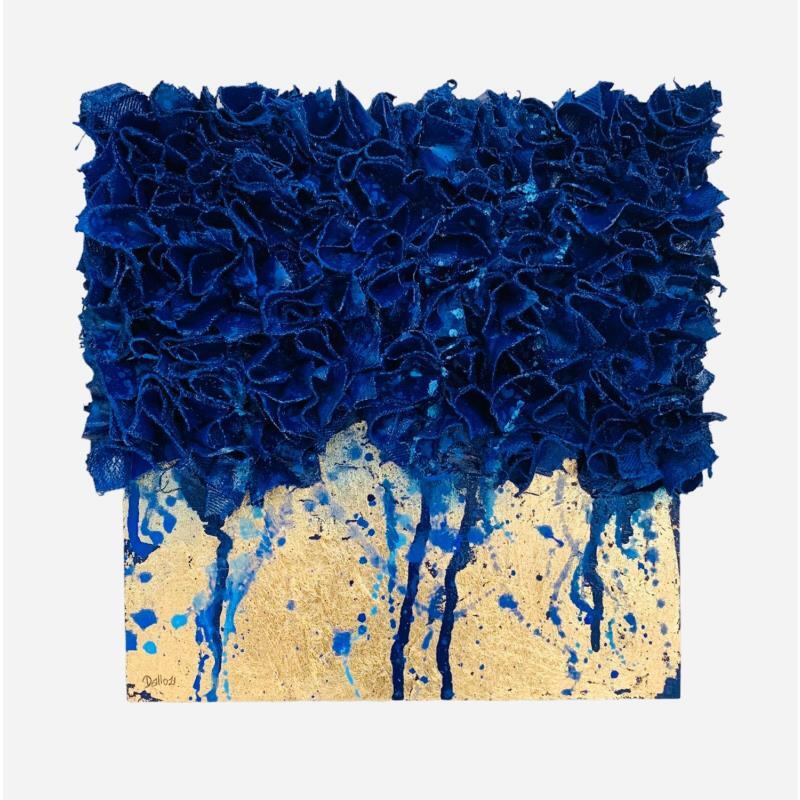 Peinture At Midnight par Dalloz Julie | Tableau Abstrait Matiérisme Minimaliste Graffiti Bois Textile Upcycling