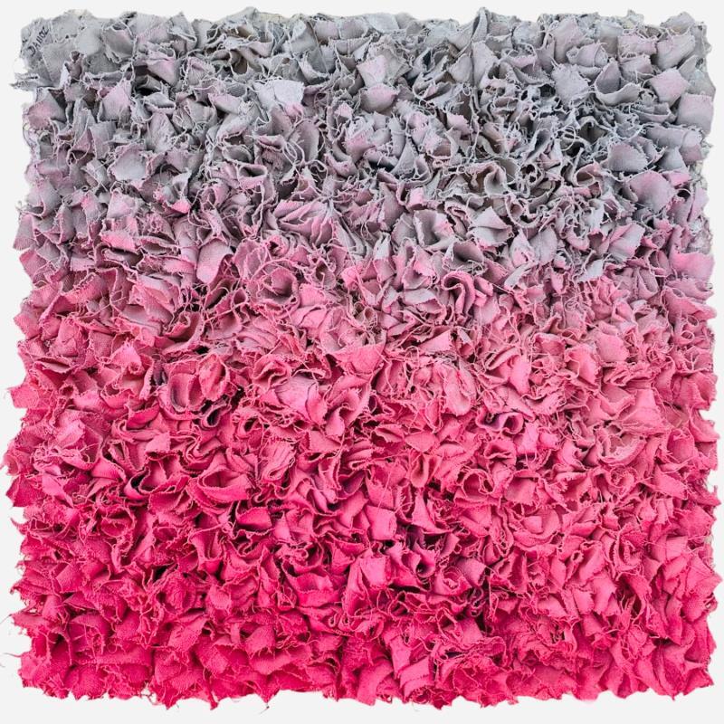 Peinture An evening in winter par Dalloz Julie | Tableau Abstrait Matiérisme Minimaliste Graffiti Bois Textile Upcycling