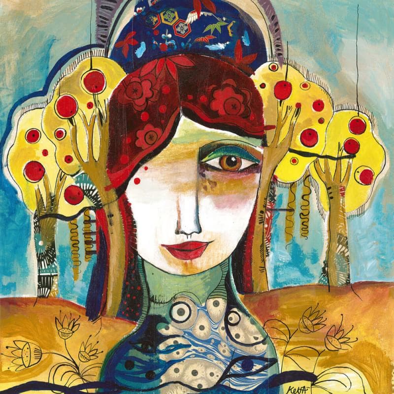 Painting Le fil des arbres by Ketfa Laure | Painting Raw art Portrait Acrylic